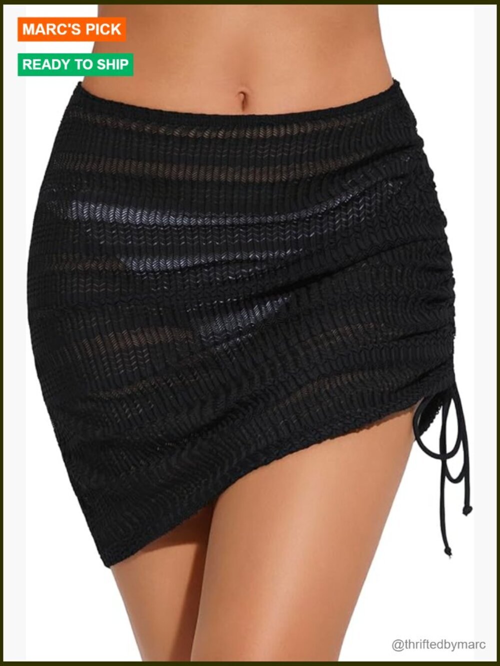 Sheer Drawstring Wrap Skirt Swim Cover Up